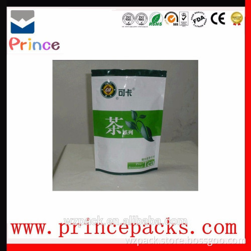 wholesale stand up hemp resealable pouch green foil tea bag packing